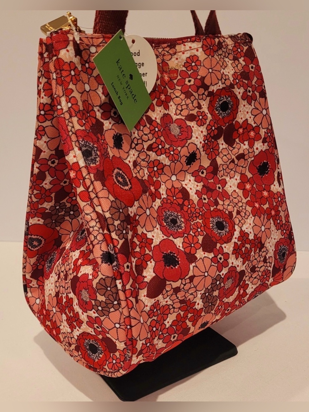 New kate spade Red and Pink Floral Lunch Tote
